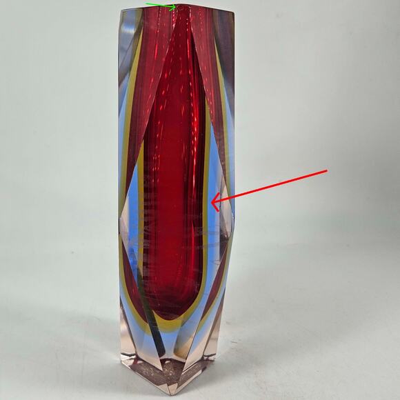 Vintage MCM Murano Mandruzzato Sommerso Faceted Art Glass Vase Read pls - Picture 4 of 6